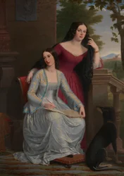 Twee vrouwen in een Italiaans landschap