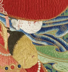 Detail van Keizerlijk Geborduurde Zijde Thangka