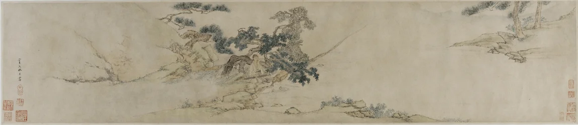 Zither spelen onder een dennenboom, laat 16e-begin 17e eeuw