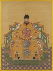 Portret van keizer Yingzong van Ming (1427-1464) (hangende rol, inkt en kleuren op zijde)