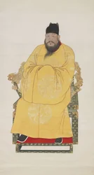 Portret van keizer Xuande (1399-1435), vijfde keizer van de Ming-dynastie (hangende rol, inkt en kleuren op papier)