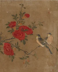 Tien afbeeldingen van vogels en bloemen