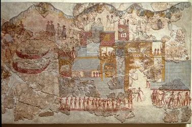 Minoïsche kunst: boten (fresco uit Akrotiri op Santorini)