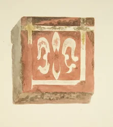 Tegel van de vloer van de kathedraal van Bristol met een Fleur-de-Lis