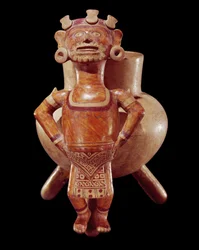 Driepootvaas met een beeltenisfiguur, uit Miahuatlan, Oaxaca