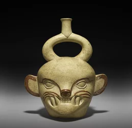 Vaartuig in de vorm van een katachtige kop