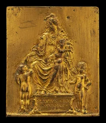 Madonna en Kind op de Troon met Twee Engelen