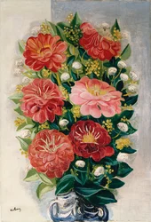 Bloemen in een vaas (olieverf op doek)