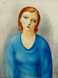 Jonge vrouw in een blauwe blouse; Jeune Femme au Corsage Bleu, ca.1925 (olieverf op doek)