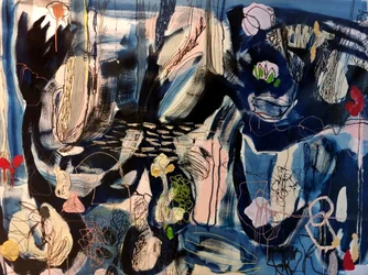 Abstracte blauwe bloemen
