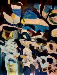 Abstracte blauw-gouden vormen