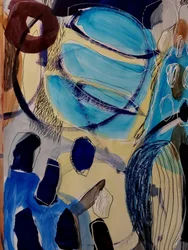 Blauwe organische abstracte stroming