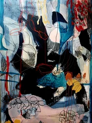 Diepblauwe abstracte lagen