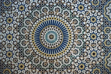 Kasbah van Thamiel glaoui, zellij-tegelwerk, detail (keramiek)