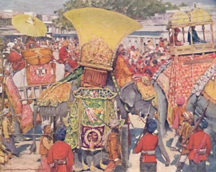 Birmese olifanten bij de staatsintrede, 1903