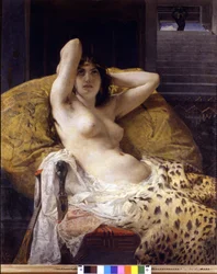 Cleopatra (-69 - -30). Schilderij van Mosè Bianchi. 19e eeuw. Milaan, Civica raccolta d