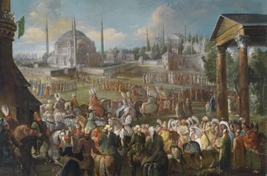 De processie van de sultan in Istanbul, ca. 1736