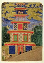 Rama vraagt Lakshmana om Sita in een bos achter te laten, uit de Ramayana, 1600