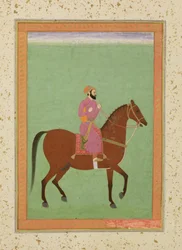 Een Mughal Amir te paard, ca. 1670-80, uit het Grote Clive Album