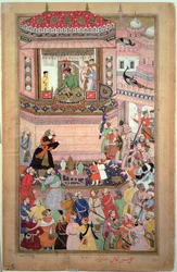 Akbar geeft een audiëntie, door Husays Naggash en Kesu, uit de 