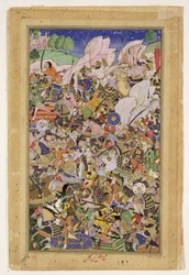 Slag bij Bundi, uit de Akbarnama, ca. 1590