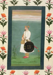 Staand figuur van een officier, uit het Small Clive Album c.1635-40