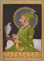 Postuum portret van de Mughal keizer Muhammad Shah regeerde 1719-1748...recto, 1764