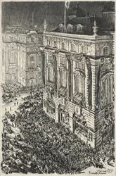 Piccadilly Circus, vooravond van de kroning van George VI