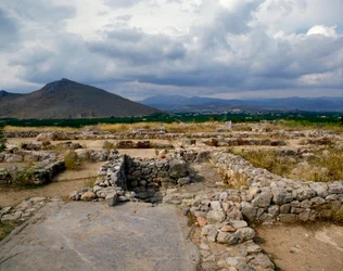 Myceense kunst: baden van de Myceense citadel, stad Tiryns