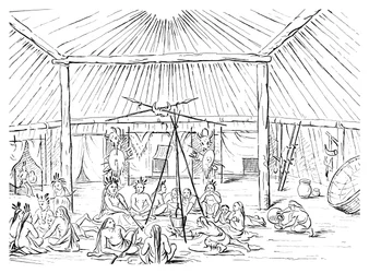 Interieur van een Tipi, 1841