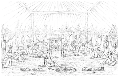 Medicijnman en tipi-interieur, 1841