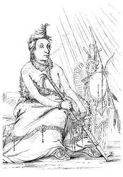 Portret van Black Moccasin, hoofdman van de Minnetarees, 1841
