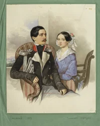 Portret van Graaf Jakov Karlovich Sievers 1818-1865 en Gravin Vera Mikhaylovna 1818-1865, 1843