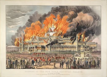 Brand van het New York Crystal Palace op dinsdag 5 oktober 1858