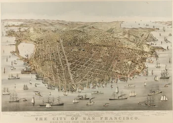 De stad San Francisco - Vogelperspectief vanaf de baai, kijkend naar het zuidwesten