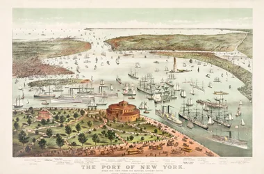 De Haven van New York door Currier & Ives