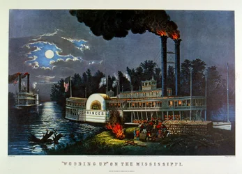 "Hout verzamelen op de Mississippi". 1863