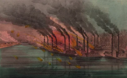 Bombardement en Inname van Fort Henry door Federale Kanonneerboten, 1862