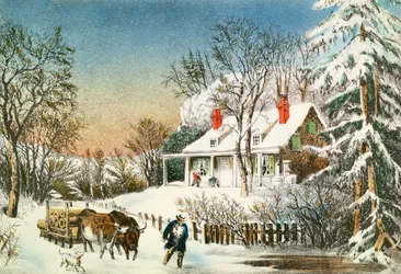 Het Thuisbrengen van de Boomstammen, Winterlandschap, 19e eeuw