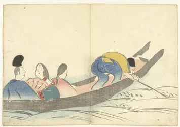 Personen in een boot (Prentenalbum van Korin)
