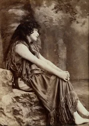 Portret van Sarah Bernhardt in een New Yorkse productie