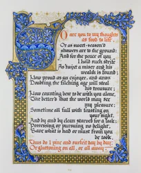 Pagina met liederen en sonnetten van Shakespeare met verluchting