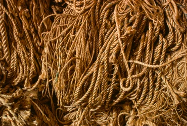 Touw gemaakt van natuurlijke manilahennep in de Columbian Rope Company fabriek in Auburn