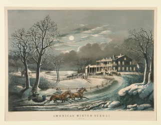 Amerikaanse winterscènes. Avond