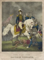Generaal William H. Harrison bij de Slag van Tippecanoe