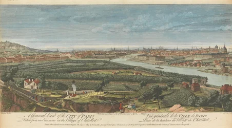 Algemeen overzicht van de stad Parijs genomen vanaf een hoogte in het dorp Chaillot