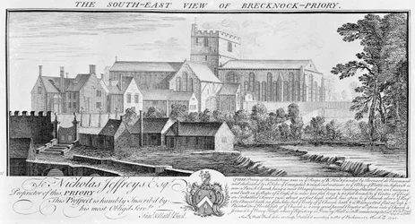 Het zuidoostelijke uitzicht van Brecknock Priory, 1741