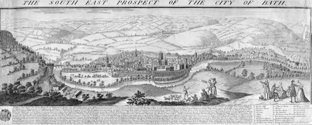 Het zuidoostelijke uitzicht van de stad Bath, 1734