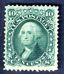 10c Washington E Grill single, 1867