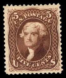 5c Thomas Jefferson heruitgave enkel